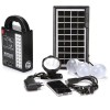 Kit Solar Camping GDPlus GD-8215, Panou 9V, 3 Becuri LED, Lanterna Frontala, Incarcare USB, Acumulator, Drumetii, Urgenta