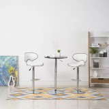 VidaXL Scaune de bar, 2 buc., alb, piele ecologică