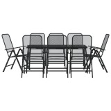Cumpara ieftin Set de masa pentru gradina, 9 piese, plasa metalica antracit