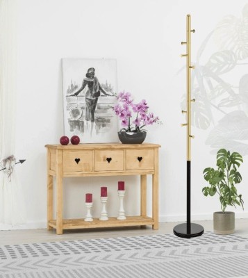 Cuier pom metalic HM W68, 8 agatatori, de podea, design minimalist, elegant, negru auriu foto