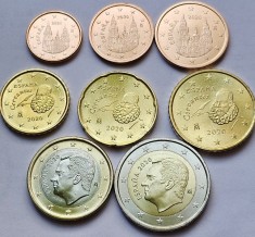Set complet 8 monede, 1 cent - 2 euro 2020 Spania, unc foto