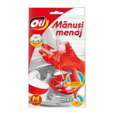 Manusi Latex OTI, Marimea M, Rosii, Manusi pentru Curatenie, Manusi din Latex cu Interior Pudrat, Pereche Manusi Latex, Manusi Latex Marimea M, OTI Ma foto