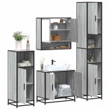 Set de mobilier de baie 4 piese Lemn stratificat gri Sonoma