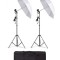 Kit de 2 umbrele albe, 2 trepiezi reglabili 200 cm, fara becuri, geanta de transport inclusa