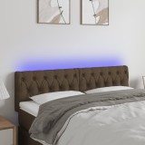 VidaXL Tăblie de pat cu LED, maro &icirc;nchis, 144x7x78/88 cm, textil