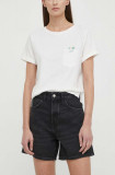 Marc O&#039;Polo pantaloni scurti jeans femei, culoarea negru, neted, high waist