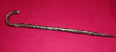 BASTON VINTAGE DIN LEMN - TIROLEZ BAVAREZ 40 EMBLEME APLICATE foto