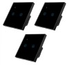 Set 3 Intrerupatoare inteligente duble cu touch Brius&trade;, Wi-Fi, nul, sticla securizata, LED noapte/zi, Tuya, Life Smart, compatibil Amazon Alexa/Google