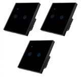 Cumpara ieftin Set 3 Intrerupatoare inteligente duble cu touch Brius&trade;, Wi-Fi, nul, sticla securizata, LED noapte/zi, Tuya, Life Smart, compatibil Amazon Alexa/Google