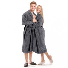 Halat de baie unisex Terry, antracit, bumbac 100%, marime M GartenMobel Dekor foto