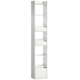 HOMCOM Bibliotecă verticală cu 6 rafturi, 2 sertare și dulap, alb - Mobila living