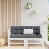 Canapea Colt Gradina vidaXL, 2 Buc, Lemn Masiv Pin, Alba, Perne Antracit, Confortabila, Modulara, Exterior