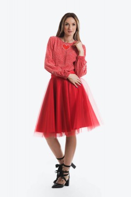 Fusta rosie din tulle foto