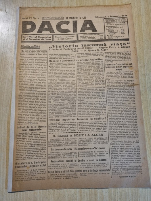 Dacia 5 ianuarie 1944-mesajul lui hitler de anul nou,victoria inseamna viata