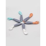 Set lingurita si furculita cu maner gri BabyJem (Culoare: Bleu)