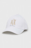 Cumpara ieftin Armani Exchange șapcă de baseball din bumbac culoarea alb, cu imprimeu