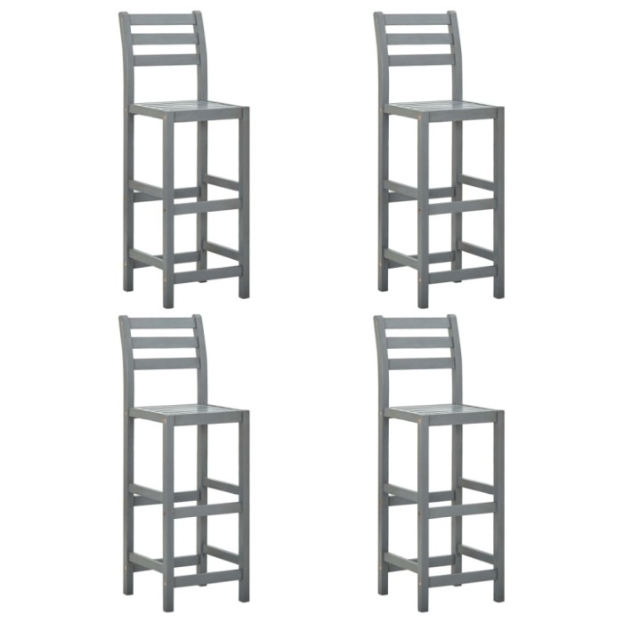 vidaXL Scaune de bar, 4 buc., gri, lemn masiv de acacia 312418