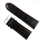 Cumpara ieftin Curea Ceas Piele Neagra 26mm 28mm 30mm Cusatura Rosie Time Veranda WZ3409