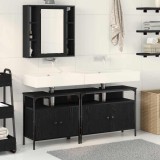 VidaXL Set de mobilier pentru baie din 3 piese, lemn ingineresc, stejar negru