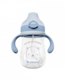 Cana din tritan cu pai si manere KikkaBoo 300ml Bear with me Blue