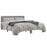 VidaXL Cadru de pat, gri sonoma, 160x200 cm, lemn prelucrat și metal