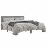 VidaXL Cadru de pat, gri sonoma, 150x200 cm, lemn prelucrat și metal 3280145