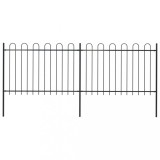 vidaXL Gard de grădină cu v&acirc;rf curbat, negru, 3,4 x 1,2 m, oțel