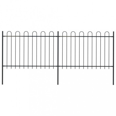 vidaXL Gard de grădină cu v&amp;acirc;rf curbat, negru, 3,4 x 1,2 m, oțel foto