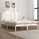VidaXL Cadru de pat mic dublu, alb, 120x190 cm, lemn masiv de pin