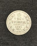 Moneda Argint Rusia 20 Copeici 1861, 4.1g, Argint 0.700