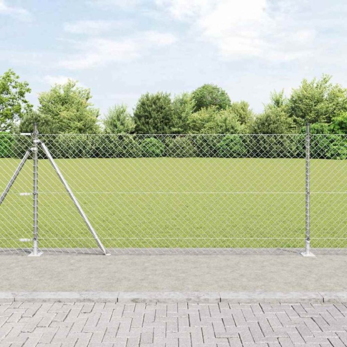 vidaXL Set de St&acirc;lpi de Gard Argintiu 10 m x 1 m Oțel Galvanizat