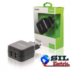 Incarcator de la retea, 2x iesire USB 2.4 A negru, Sweex foto