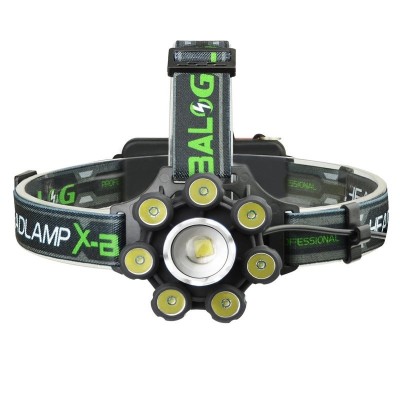 Lanterna de cap cu 8 LED + 1 COB , lumini semnalizare , 2 acumulatori 3.7 V , curea flexibila foto