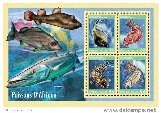 TOGO-2014-PESTI-Bloc cu 4 timbre nestampilate