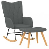 VidaXL Scaun balansoar cu taburet, gri &icirc;nchis, textil