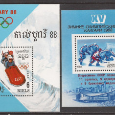 KAMPUCHEA,RUSIA 1988 SPORT J.O. DE IARNA ( 2 colite dt.) MNH