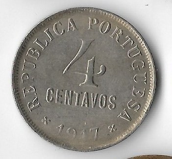 Moneda 4 centavos 1917 - Portugalia foto