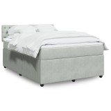 Gossi pat box spring cu saltea, gri deschis, 140x190 cm, catifea