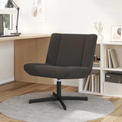 vidaXL Scaun pivotant Gri &amp;icirc;nchis 63 x 75 x 76 cm Piele de Oaie 42007337 foto
