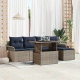 vidaXL Set de canapele pentru grădină cu pernă 6 pcs Gri Rattan poli 3357008