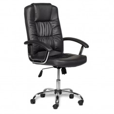 Scaun ergonomic directorial, inaltime reglabila 108-118 cm, sarcina maxima 150 kg, piele ecologica, negru