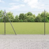 VidaXL gard din plasă de lanț cu 7 st&acirc;lpi flanșați 1.4x10 m oțel galvanizat