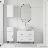 Cumpara ieftin Set de cabinet pentru baie cu 3 piese HAARLEM Alb foarte lucios