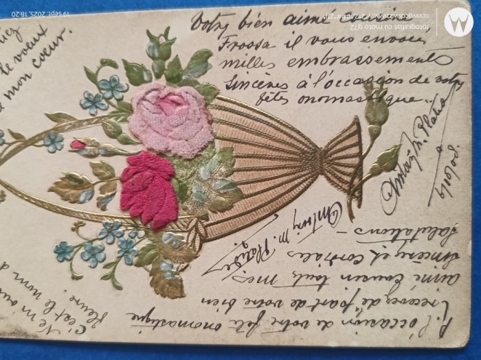 carte postala deosebita , interesanta ,FELICITARE IN RELIEF CU PANZA