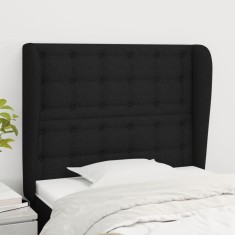 vidaXL Tăblie de pat cu aripioare, negru, 83x23x118/128 cm, textil 3118366