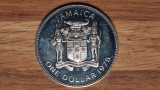 Jamaica - raritate - 1 dollar 1975 PROOF - tiraj 16k, uriasa &Oslash; 38.5 mm, America de Nord