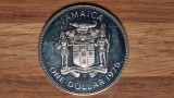 R08 Jamaica - raritate - 1 dollar 1975 PROOF - tiraj 16k, uriasa &Oslash; 38.5 mm, America de Nord