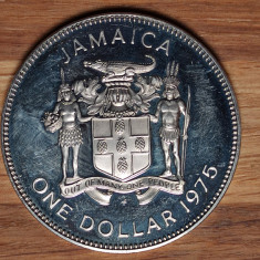 Jamaica - raritate - 1 dollar 1975 PROOF - tiraj 16k, uriasa Ø 38.5 mm