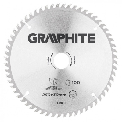 Disc circular vidia, pentru aluminiu, 100&amp;nbsp;dinti, 250x30 mm, Graphite&amp;nbsp; foto