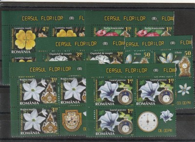 Romania,Ceasul florilor II 3 serii +vinieta,nr lista 1983. foto